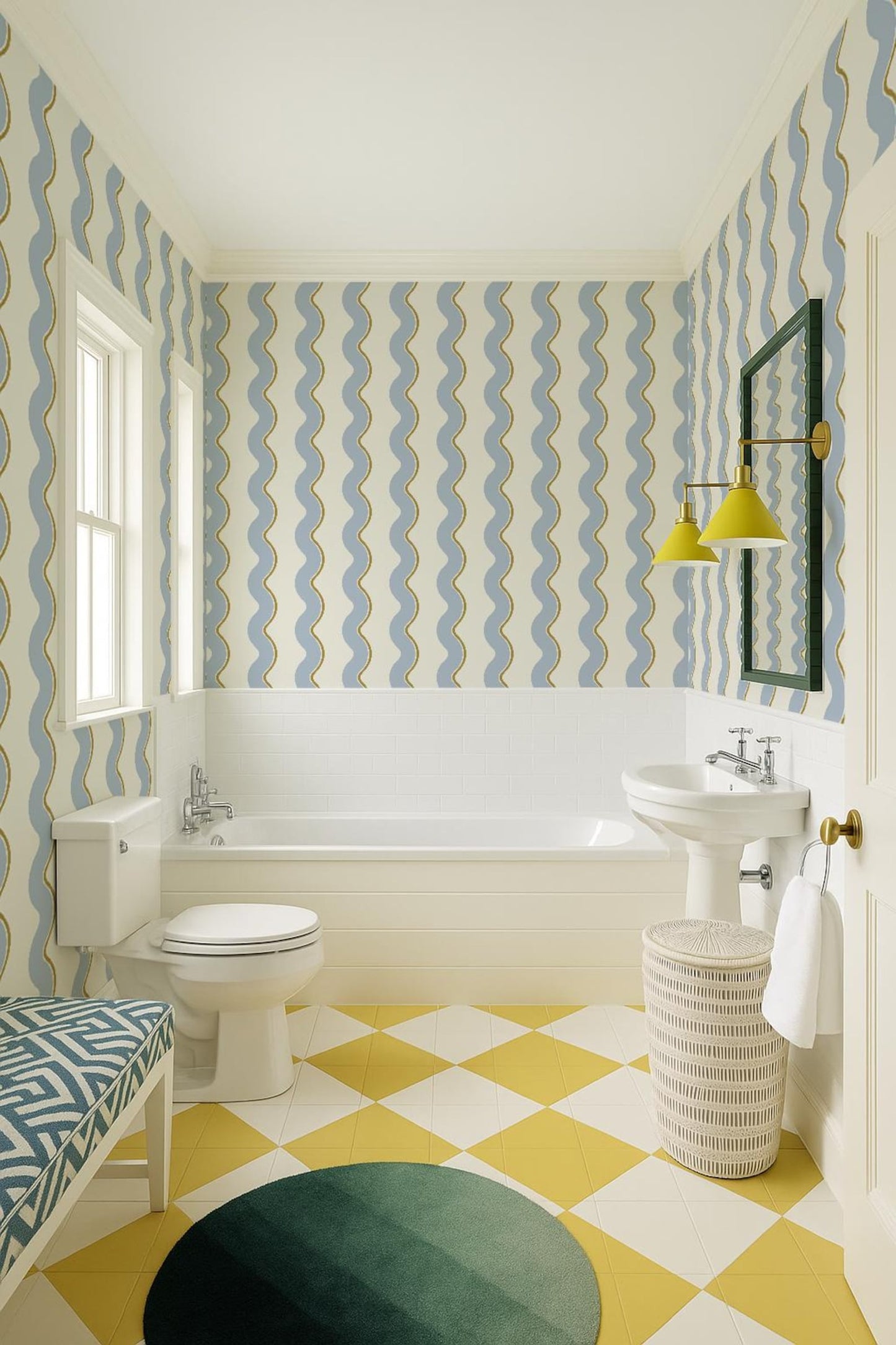 Retro Wavy Lines Wallpaper
