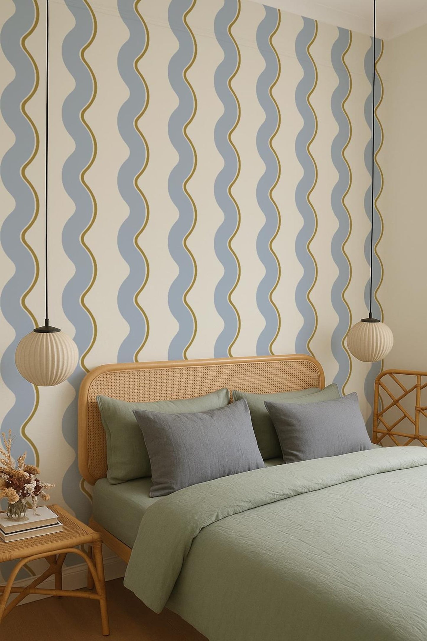Retro Wavy Lines Wallpaper