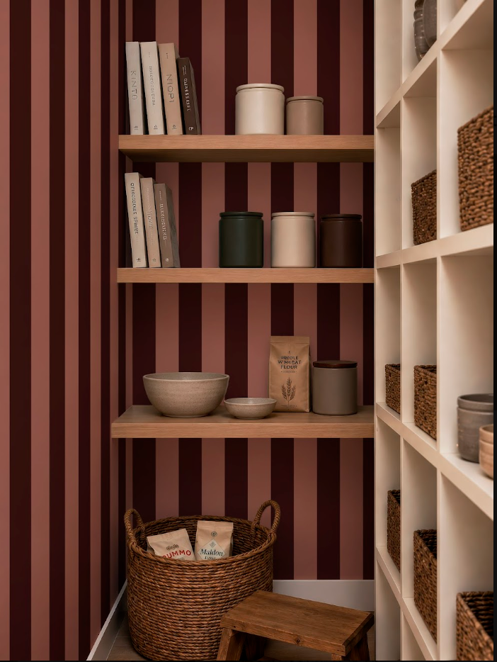 Burgundy and Pink Stripes Wallpaper