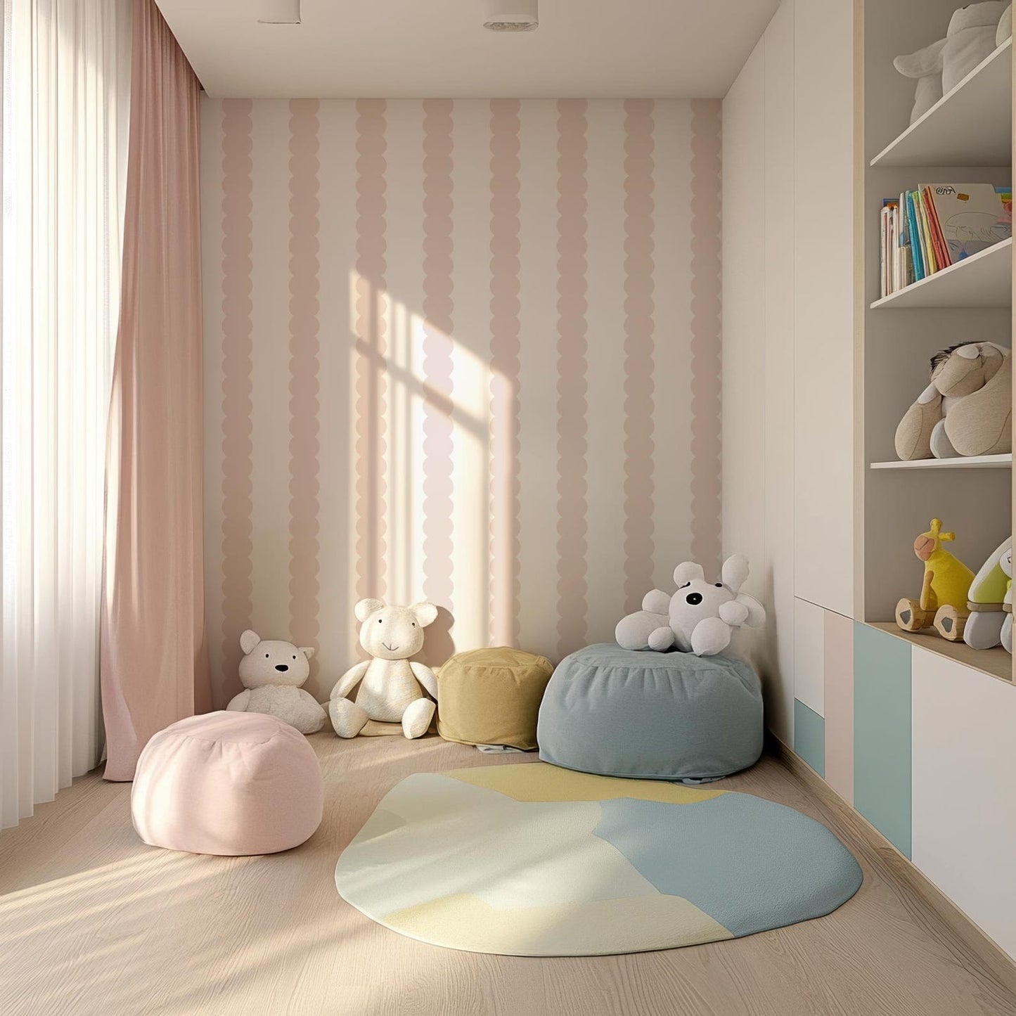Pink Bubble Stripe Wallpaper