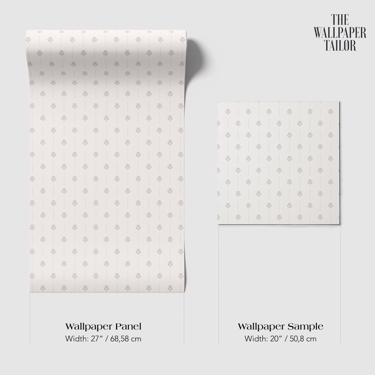 two different sizes of a wallpaper panel, with the text providing information about the width and height of each.