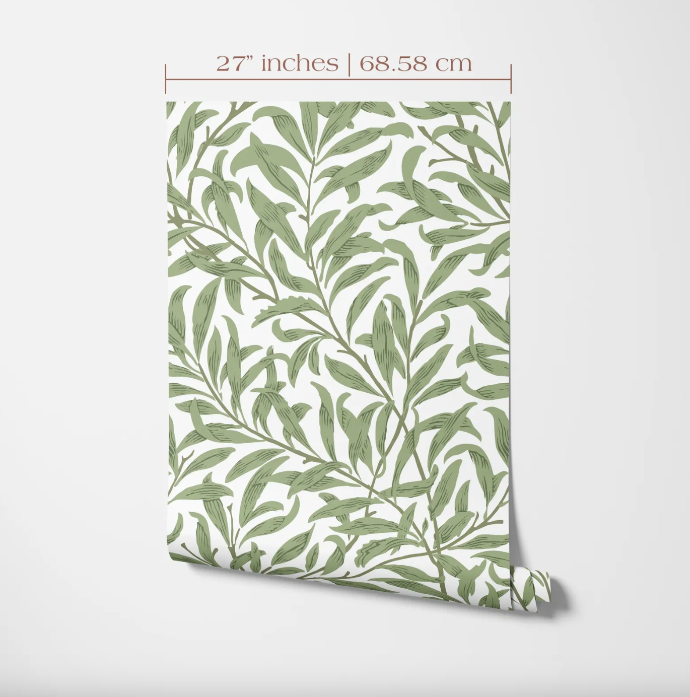 a green and white wallpaper with leaves on it