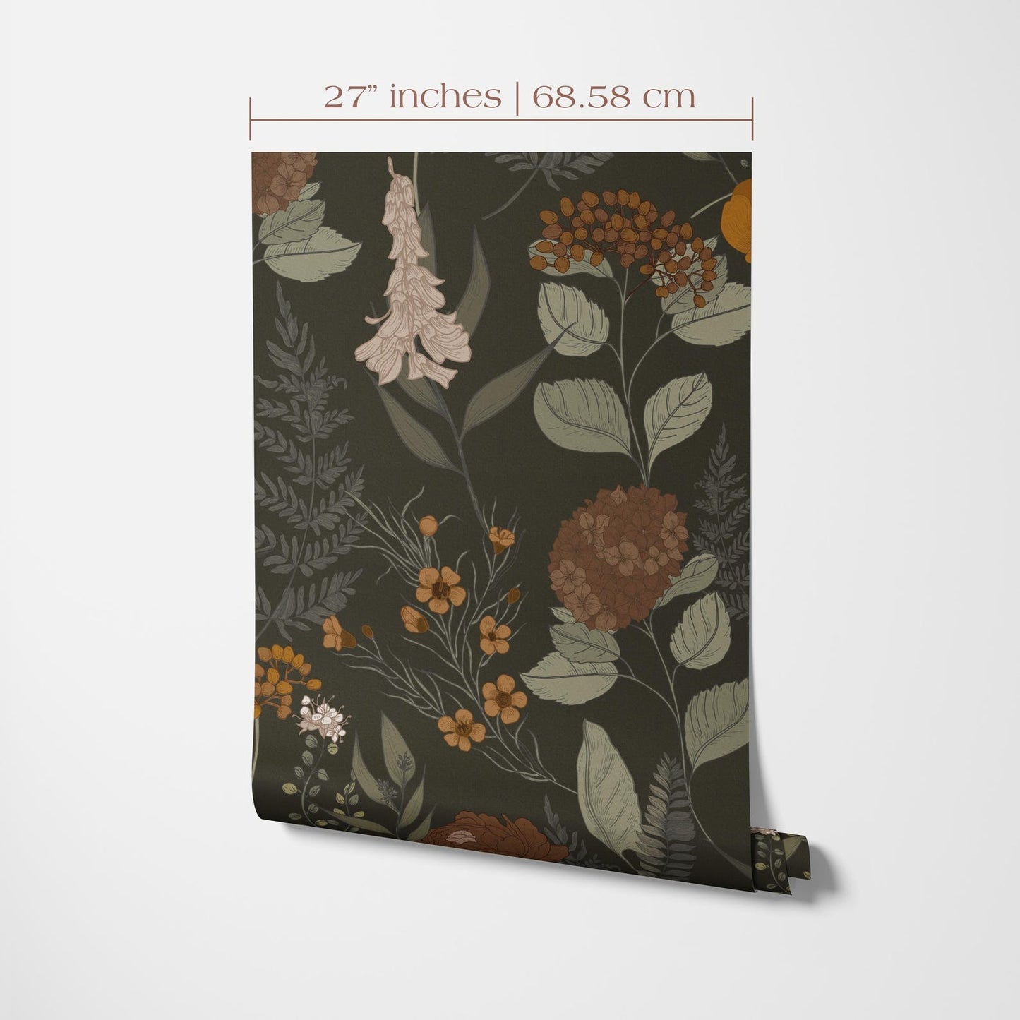 Dark Brown Botanical Wallpaper