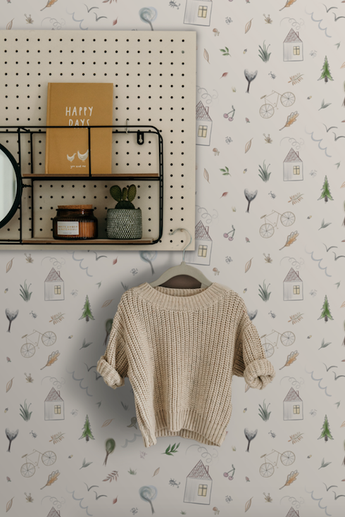 Beige Drawing Wallpaper