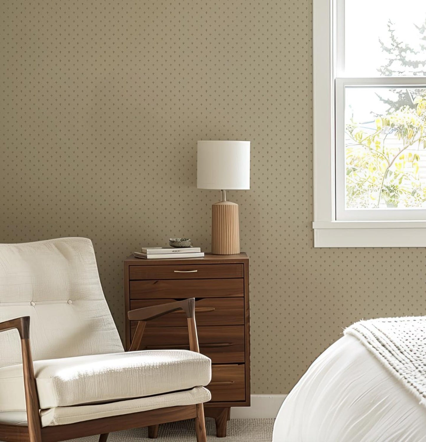 Beige Brown Floral Wallpaper