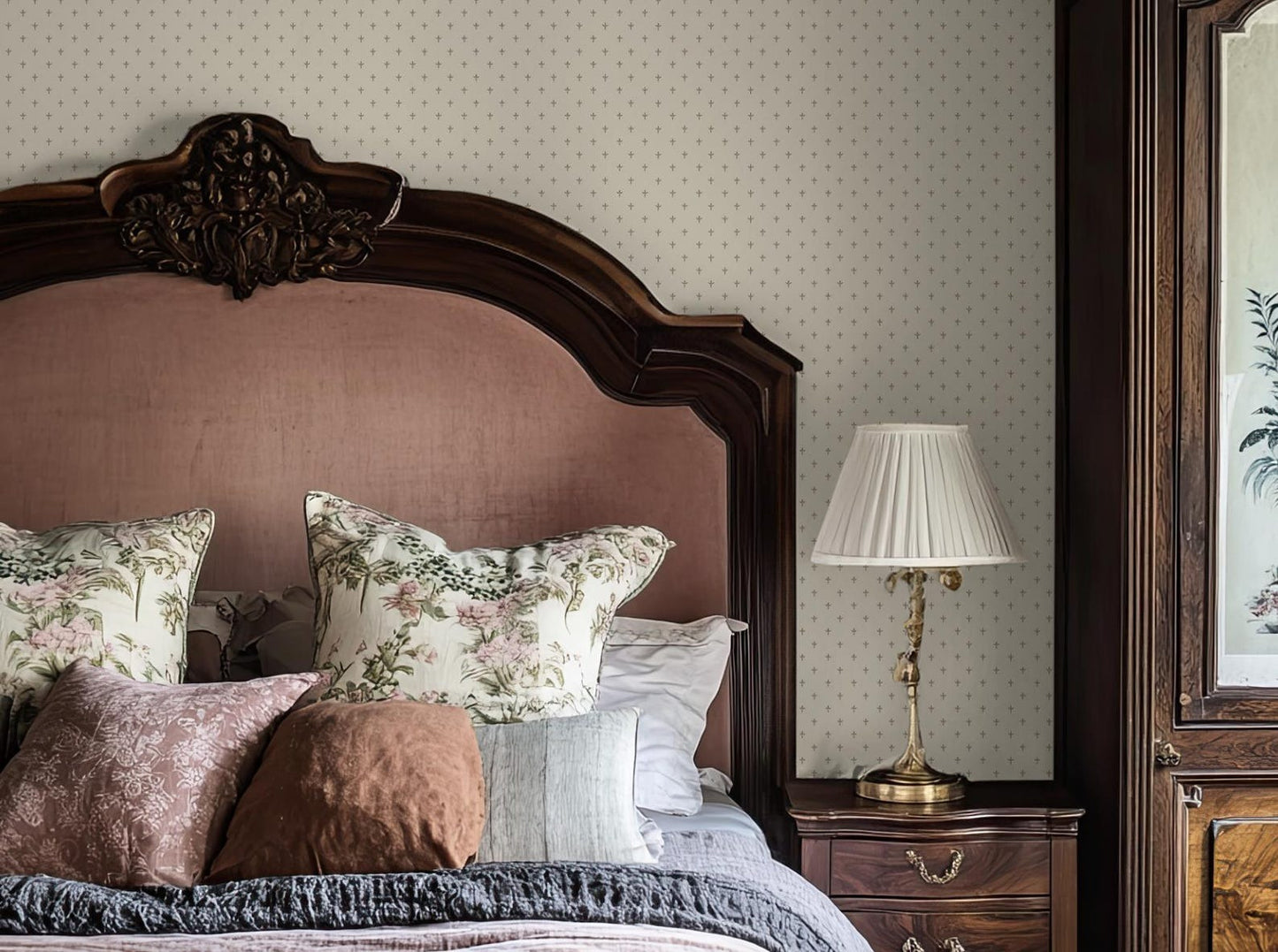 Beige Brown Floral Wallpaper