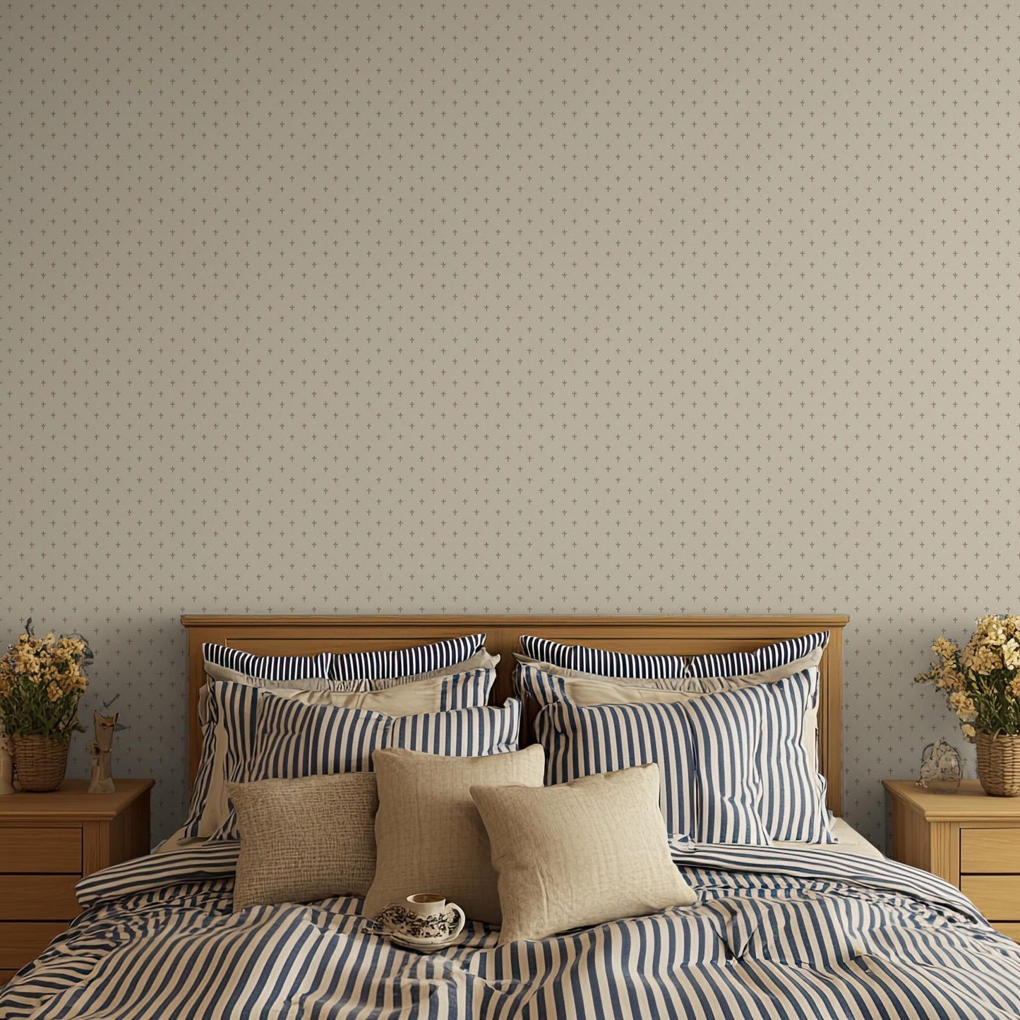 Beige Brown Floral Wallpaper