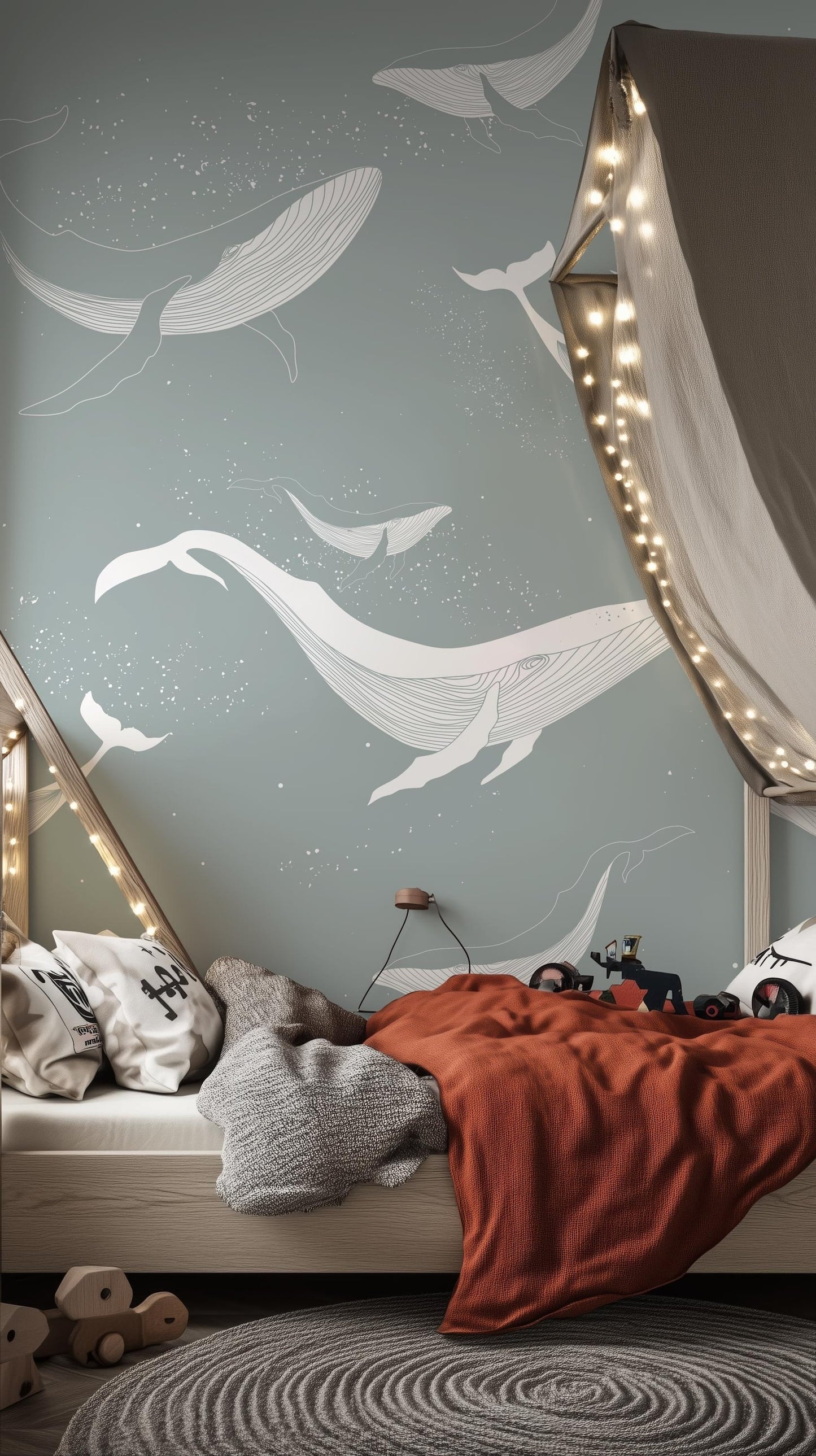 Blue Whale Coastal Wallpaper