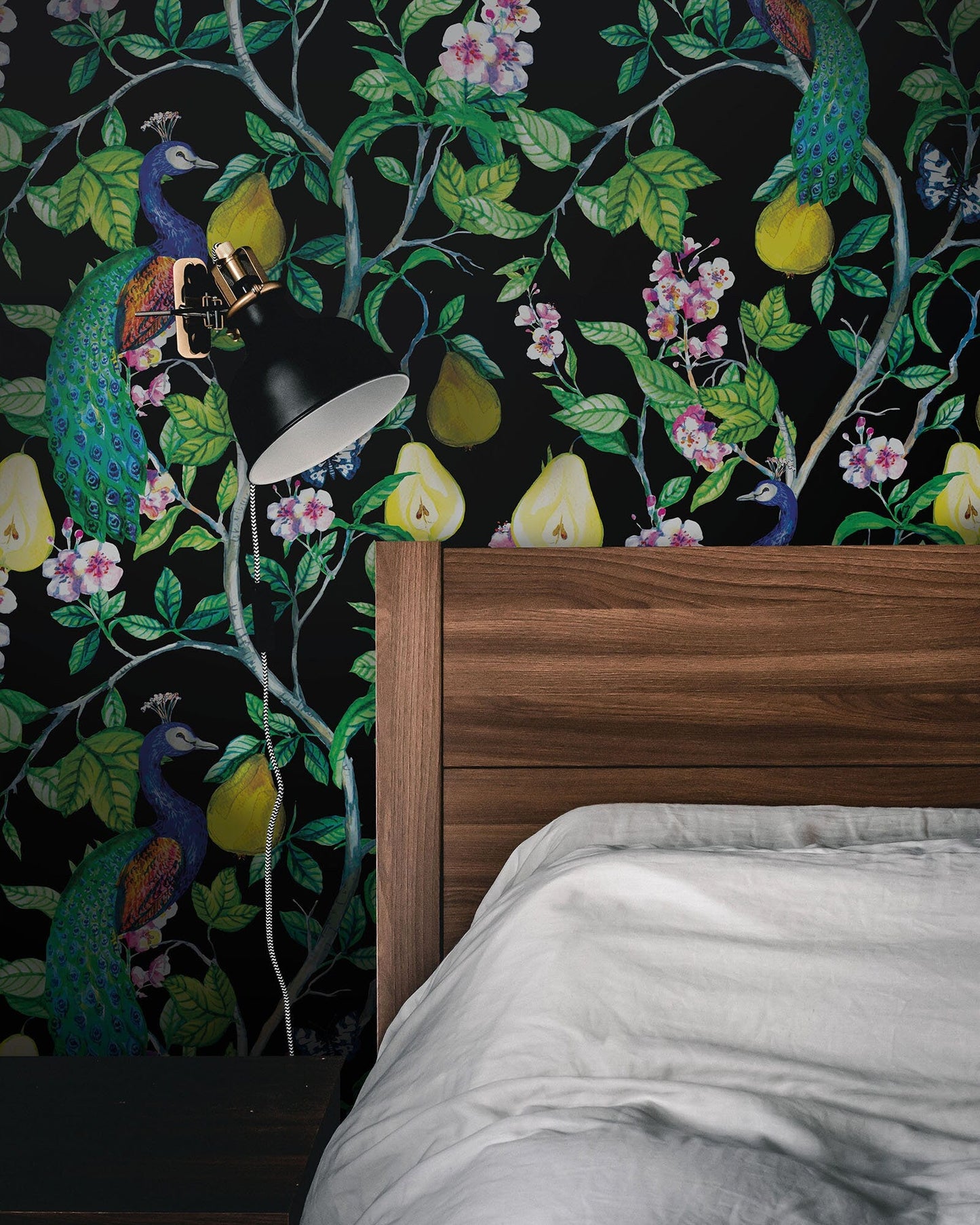 Black Garden Fruit & Flower Wallpaper