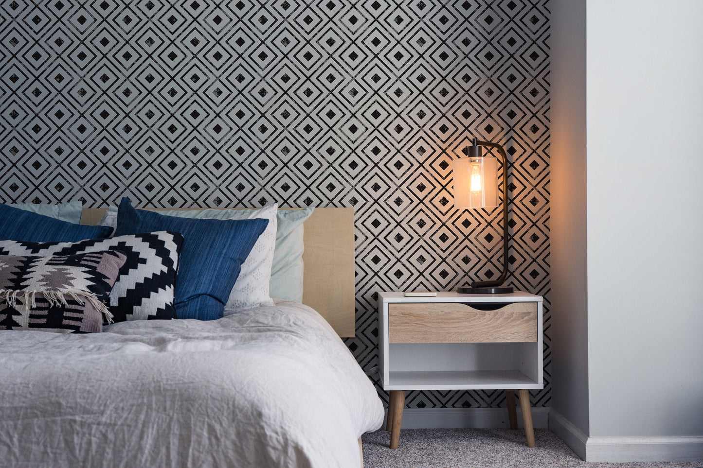 Modern Tile Black & White Wallpaper