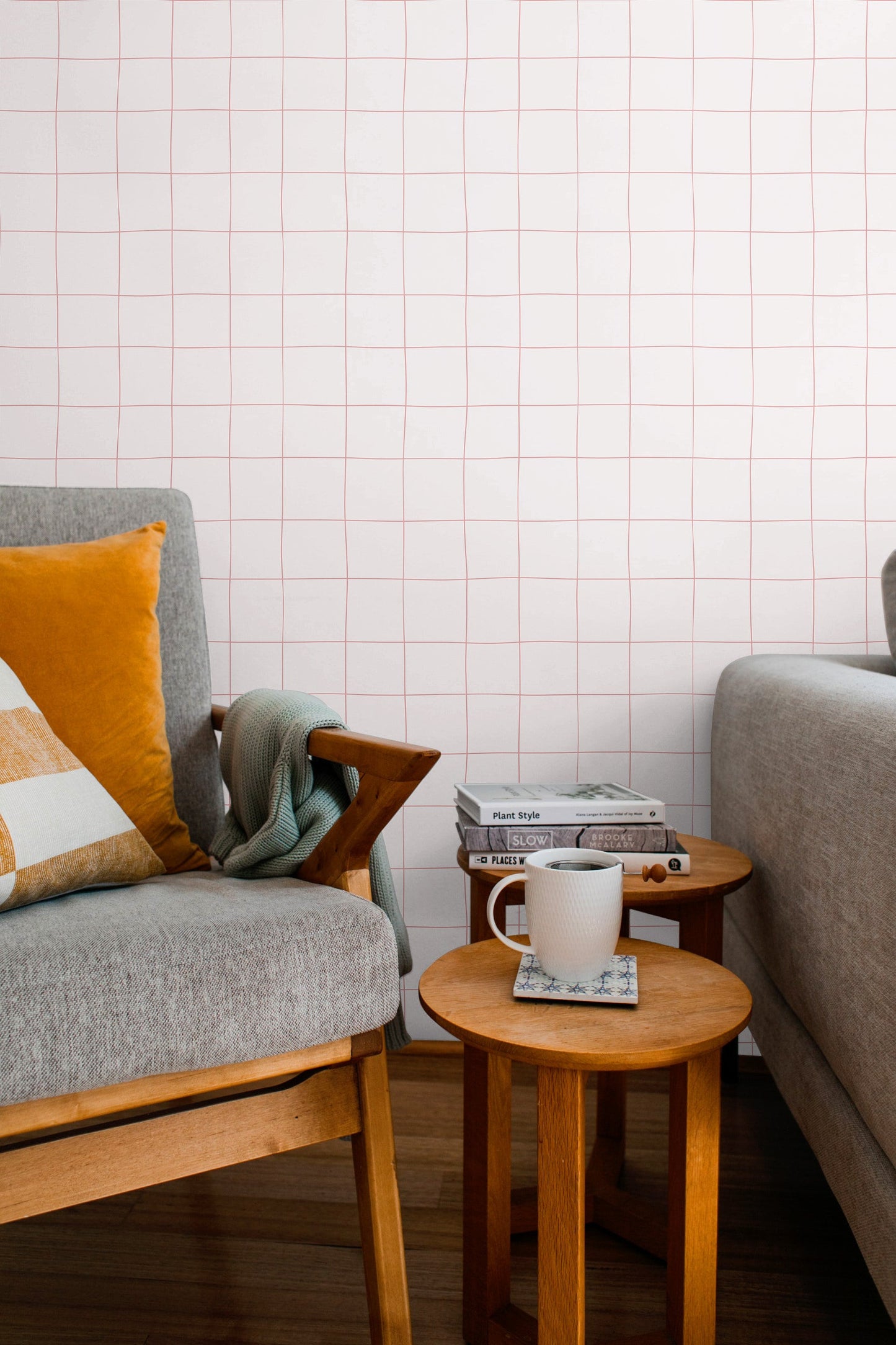 Square Irregular Tile Pink Wallpaper