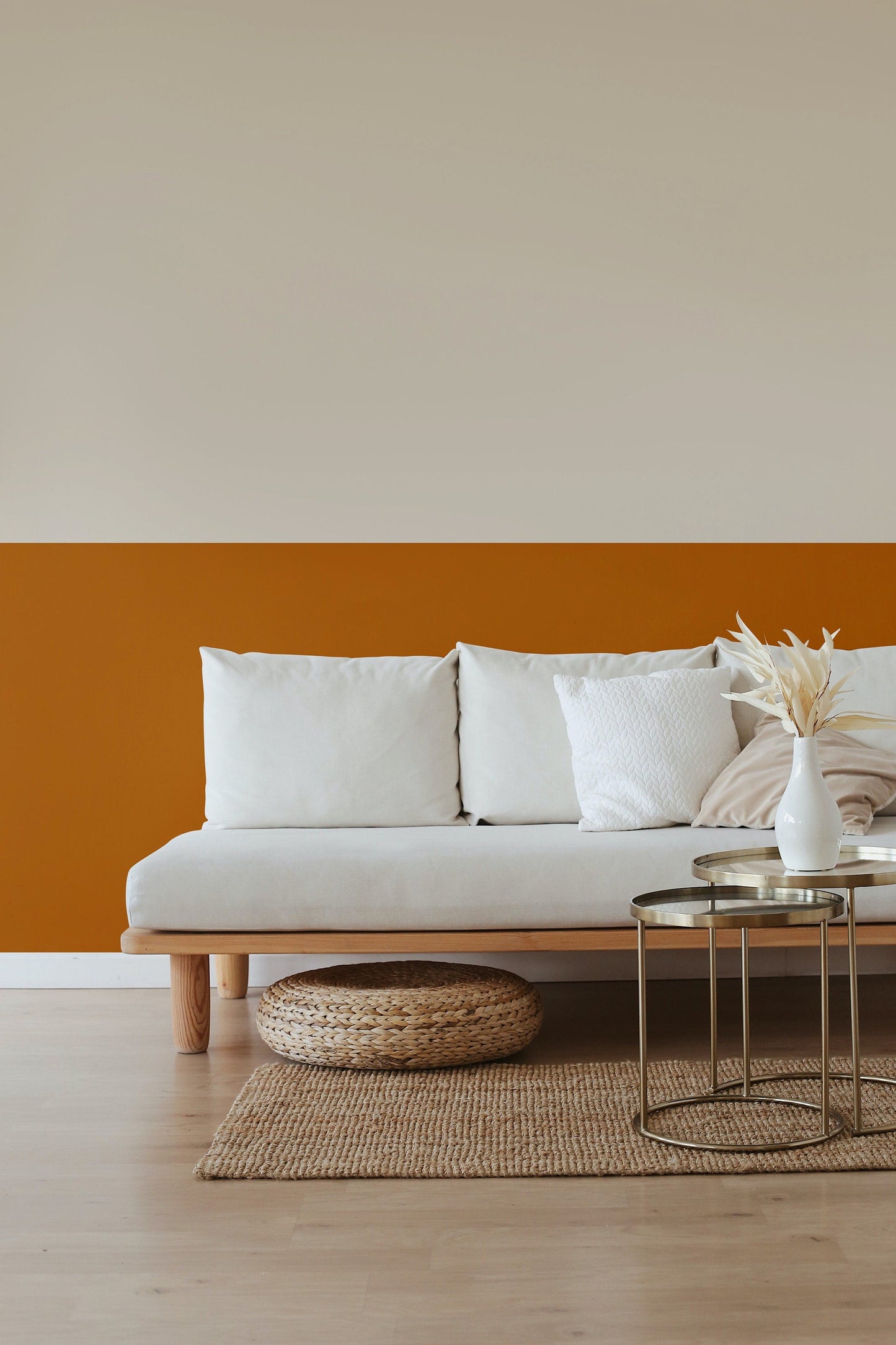 Two Color Mustard and Beige Wallpaper