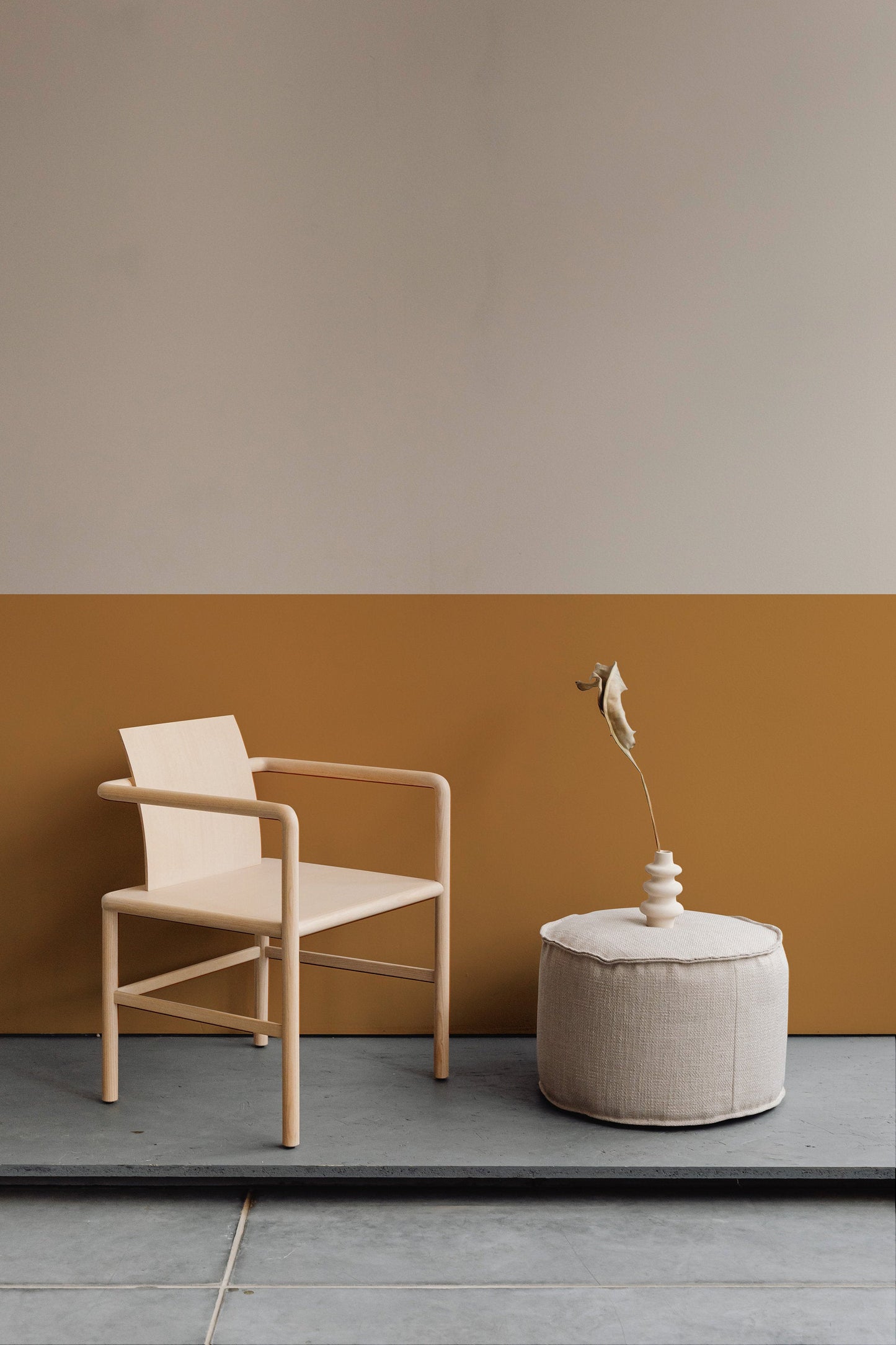 Two Color Mustard and Beige Wallpaper
