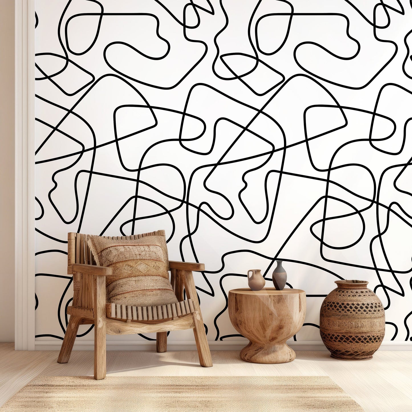 a dining room table with chairs and a vase on it