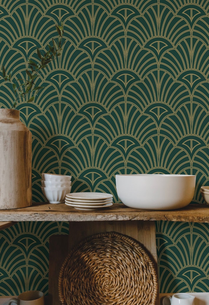 Art Deco Green Wallpaper