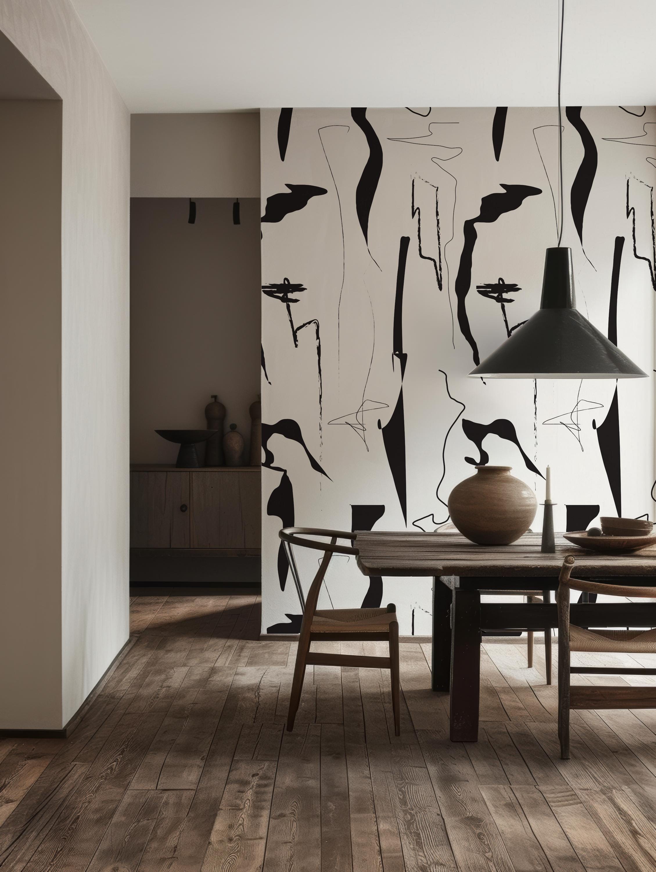 a living room filled with furniture and a large painting on the wall
