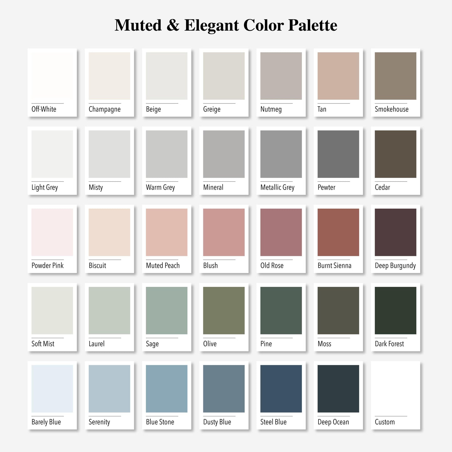 the different colors of the paint swat list