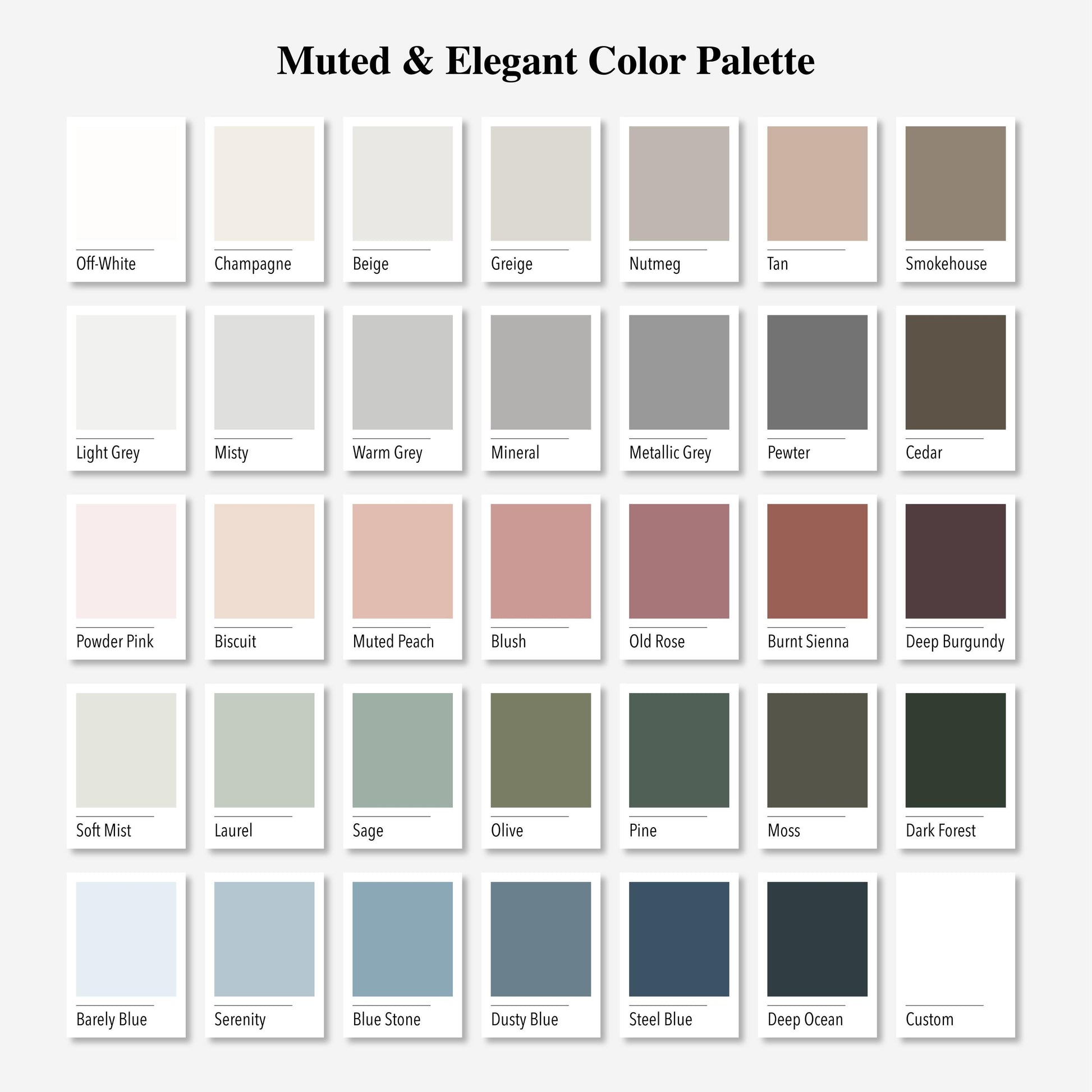 the different colors of the paint swat list