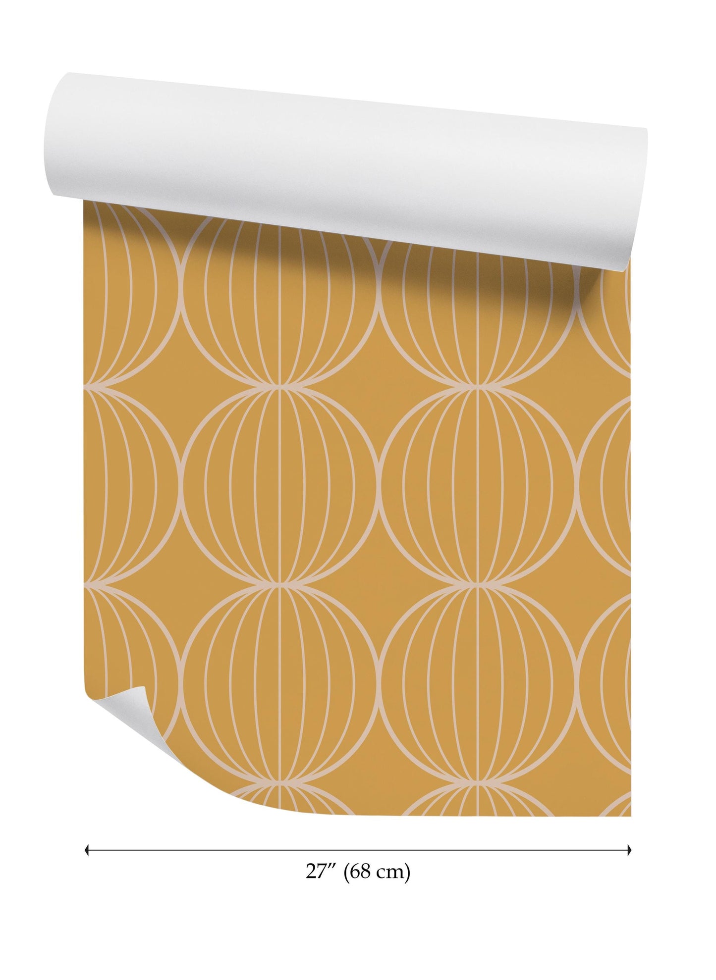 the width of a wall paper with circles on it