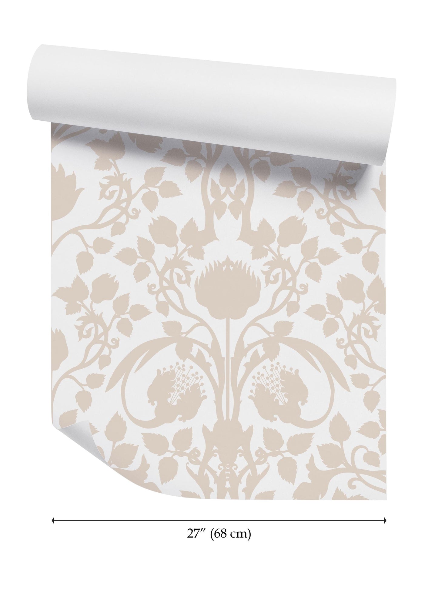 Beige & White Floral Wallpaper