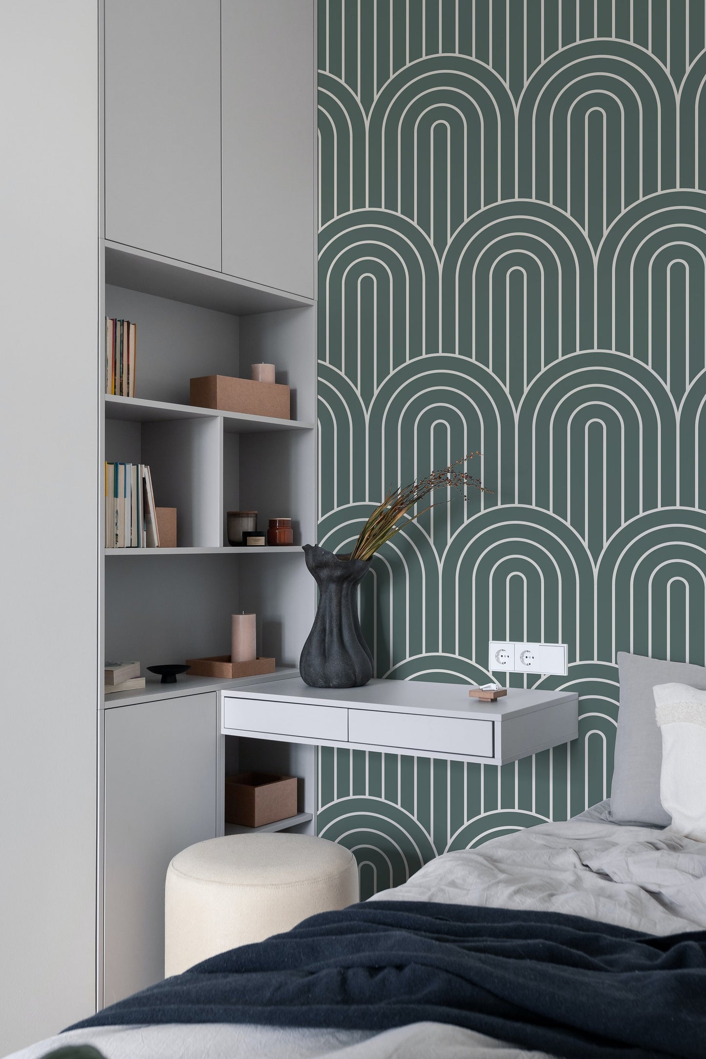 Arch Geometrical Dark Blue Modern Wallpaper