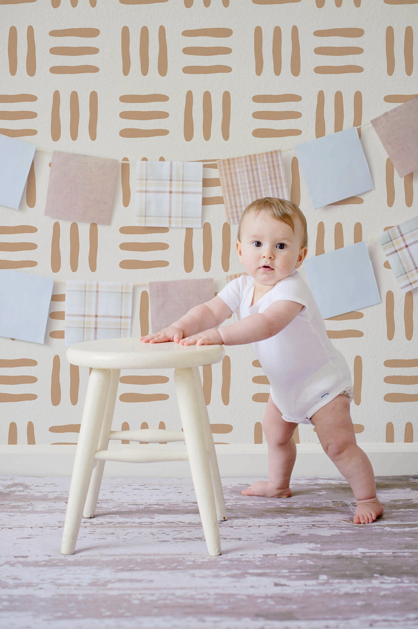 Beige and White Lines Wallpaper