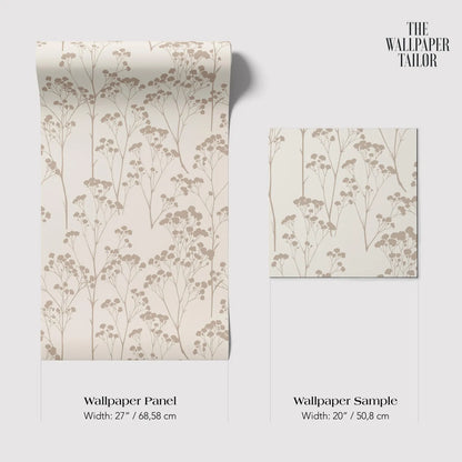 Beige Wildflower Wallpaper