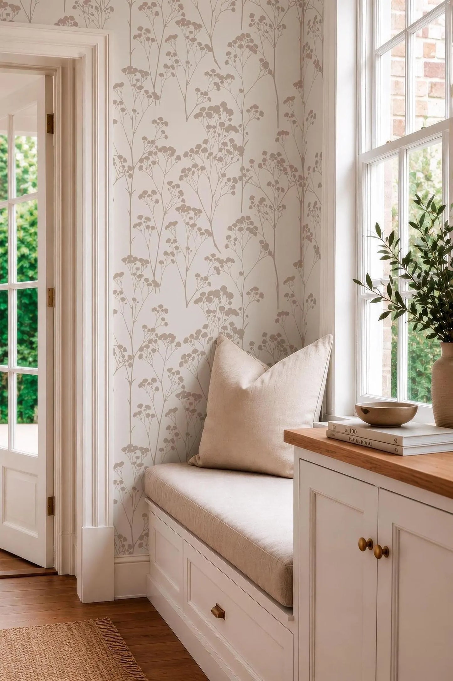 Beige Wildflower Wallpaper