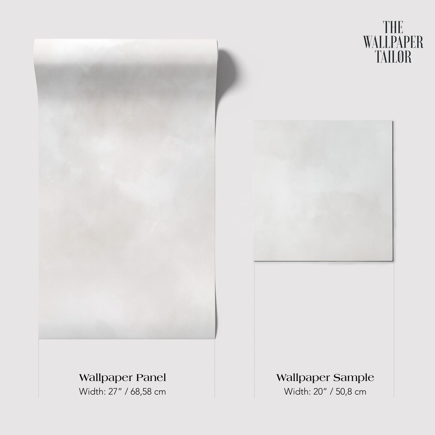 two different sizes of white wallpaper panels, with the largest one being 27 inches wide and the smallest one being 20 inches wide.