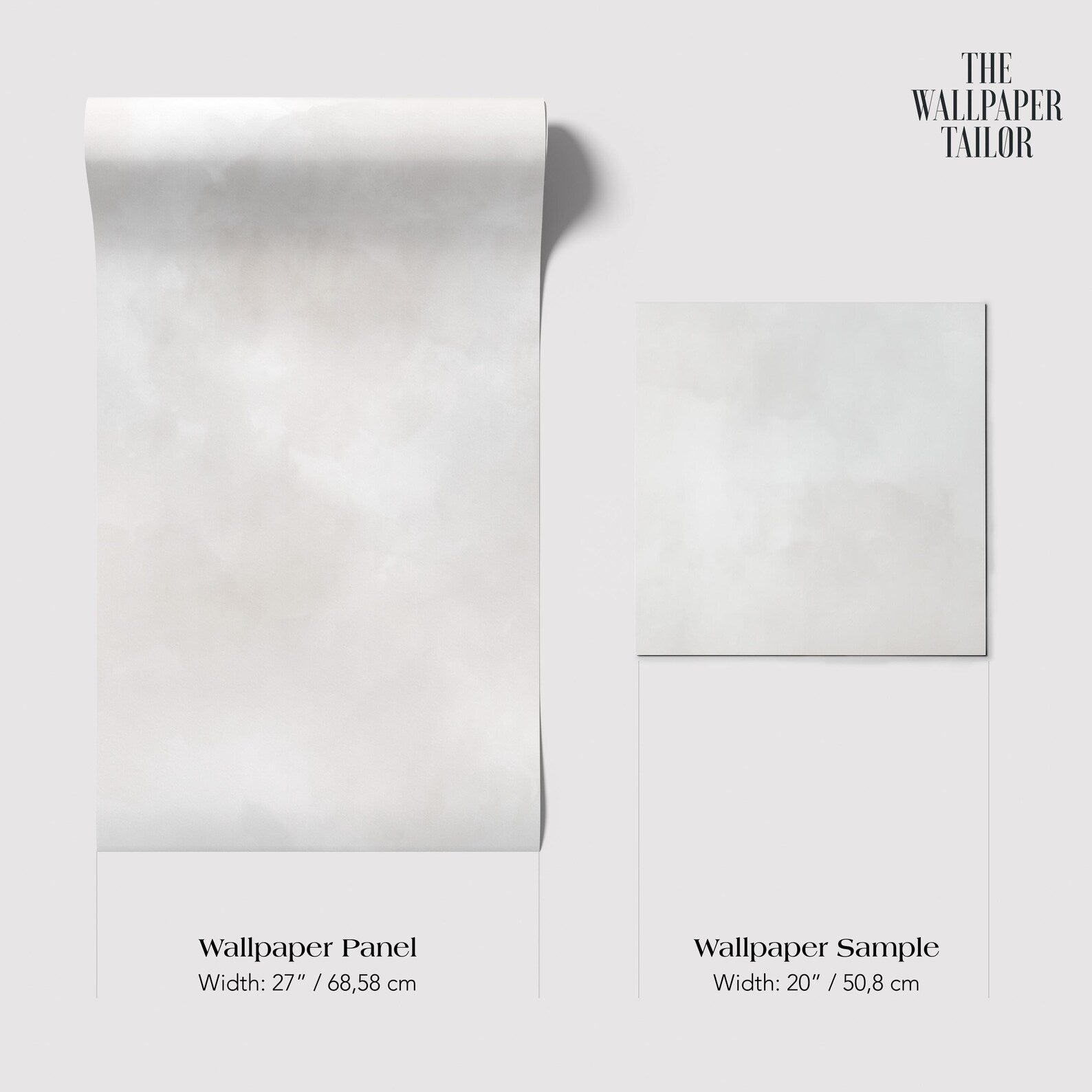 two different sizes of white wallpaper panels, with the largest one being 27 inches wide and the smallest one being 20 inches wide.