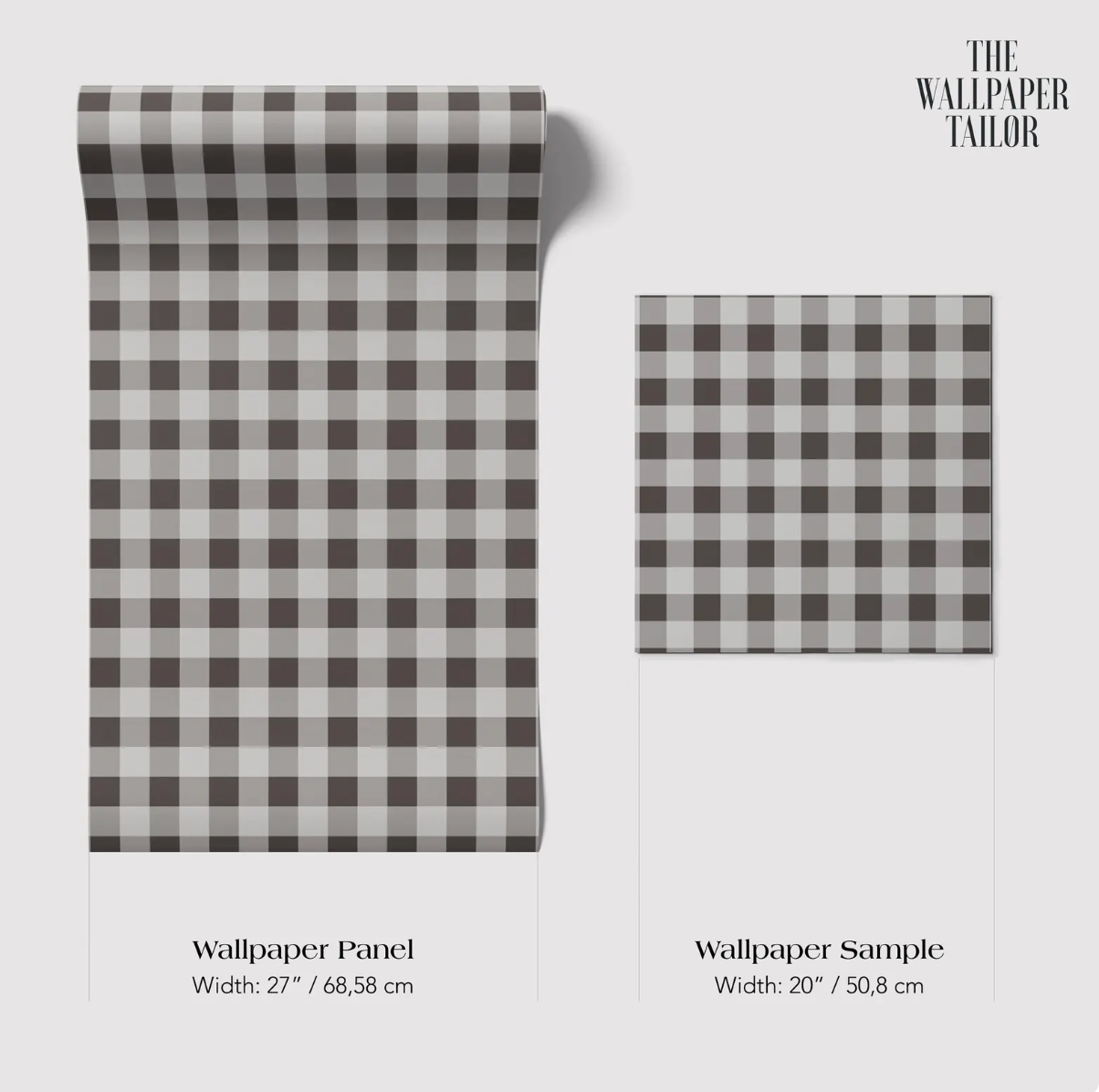 two different sizes of a black and white checkered pattern, with the text providing information about the size of the pattern.
