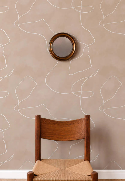 Beige Abstract Line Wallpaper