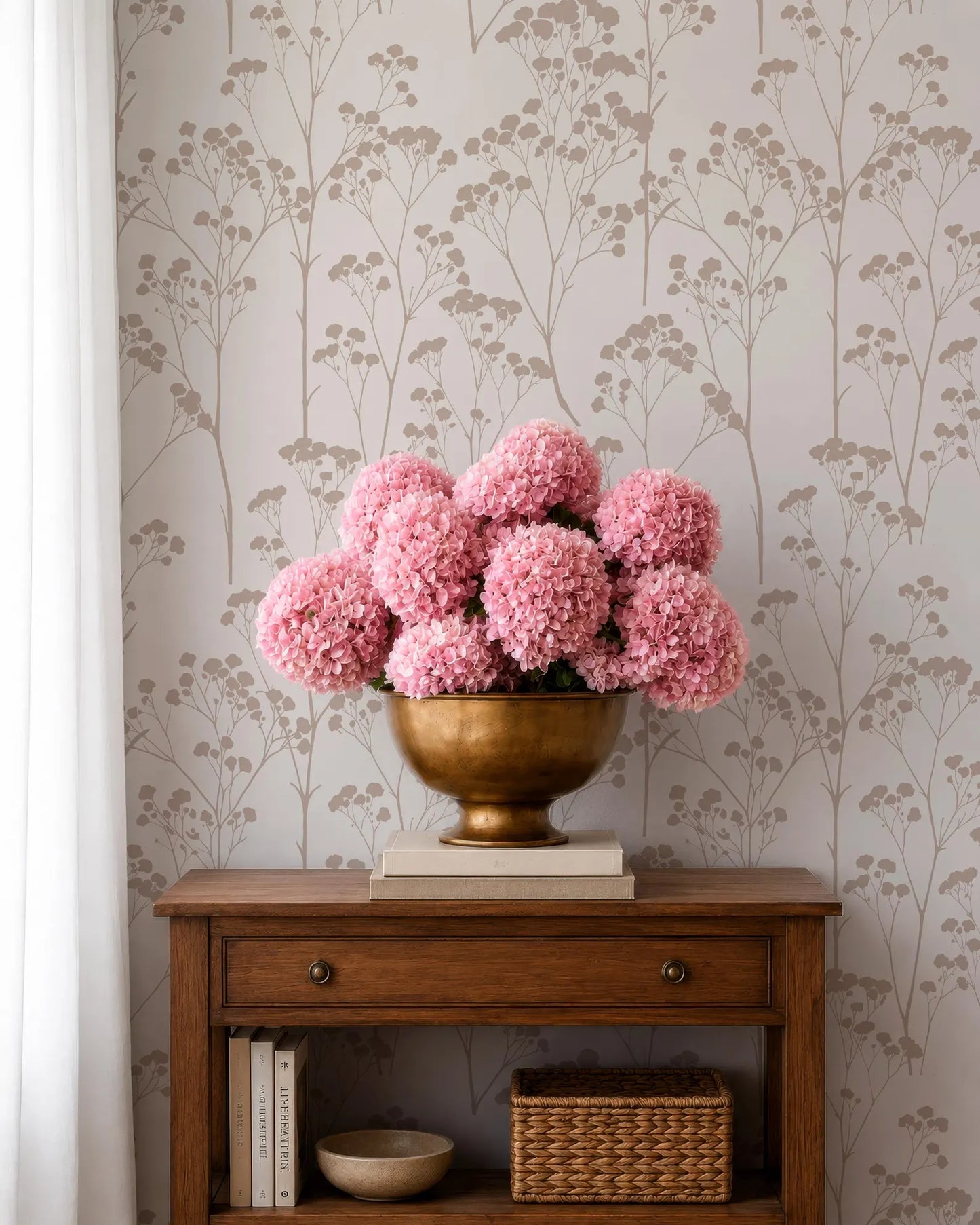 Beige Wildflower Wallpaper