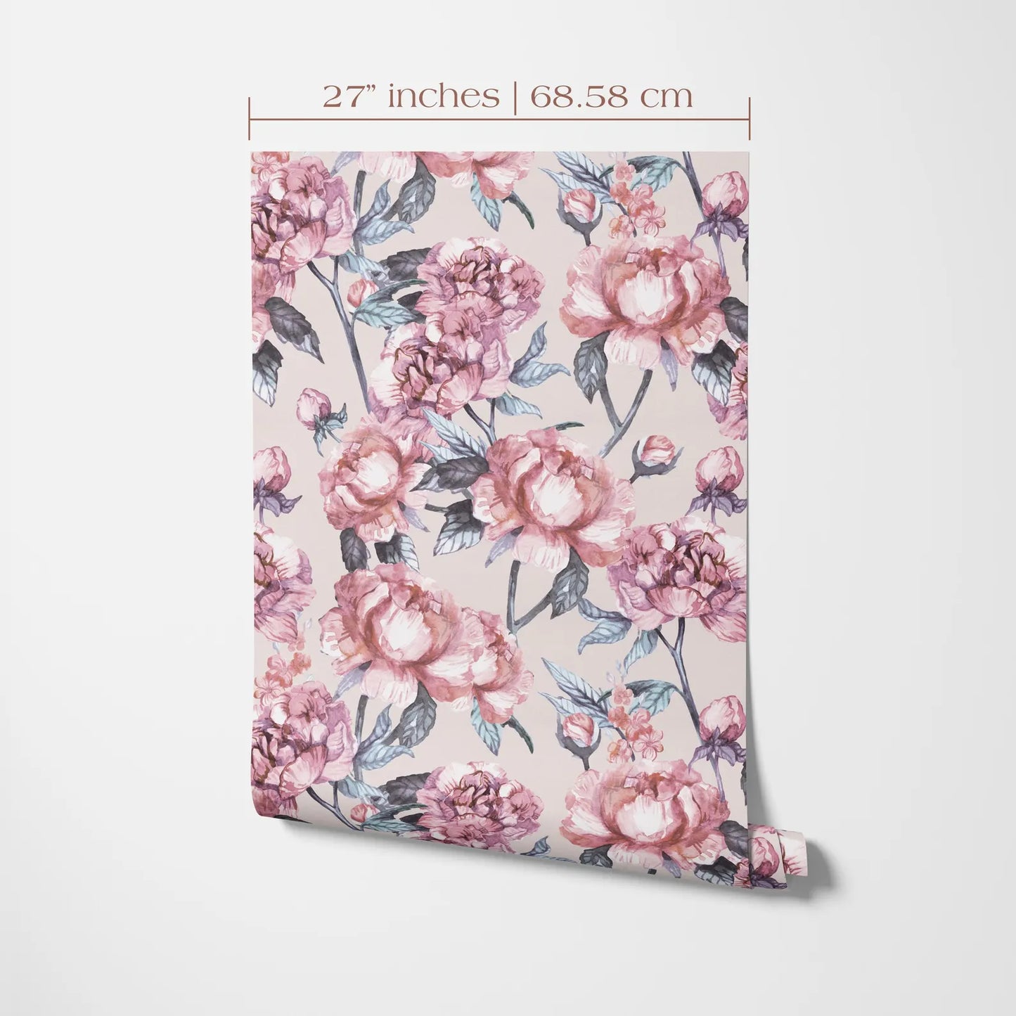 a floral pattern with pink and purple flowers on a light background.
