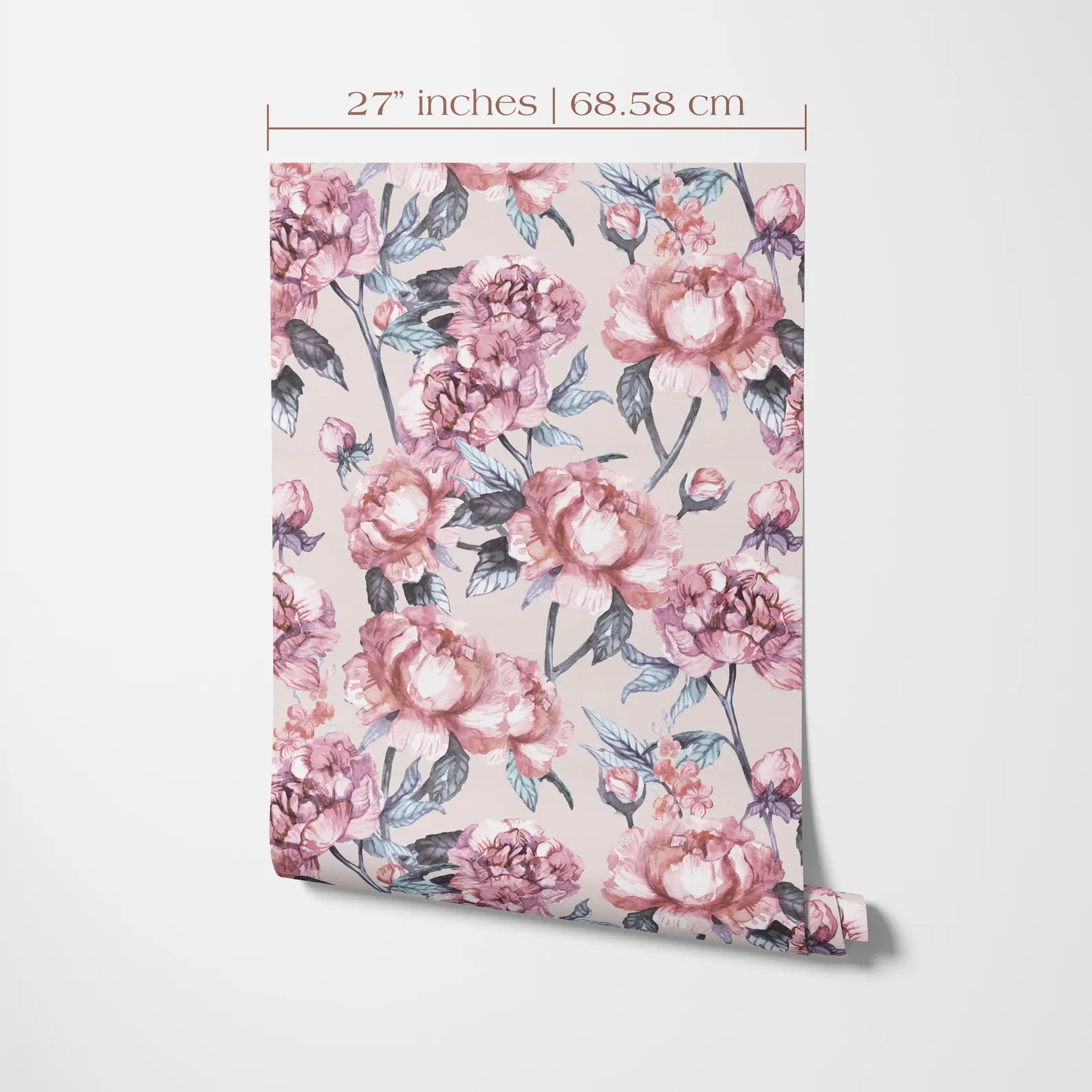 a floral pattern with pink and purple flowers on a light background.