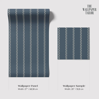 two different wallpaper panels and a wallpaper sample, each with varying widths. The text provides the widths of the items in centimeters.