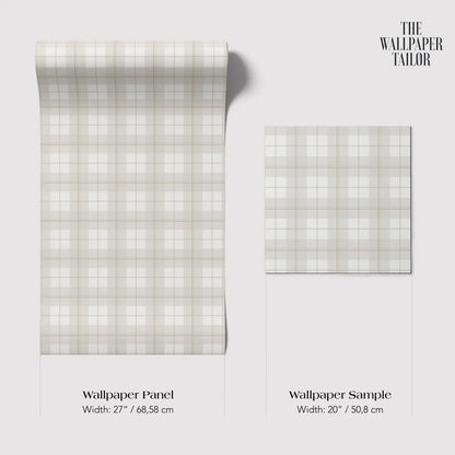 two different sizes of a wallpaper panel and a wallpaper sample, both with a checkerboard pattern.