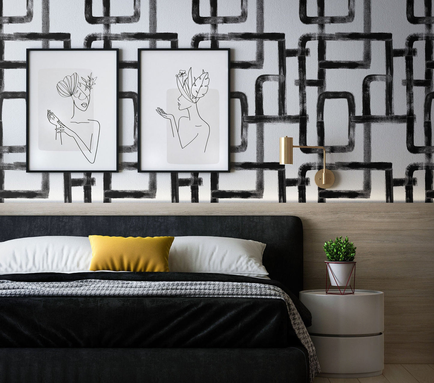 Black Abstract Brush Strokes Wallpaper