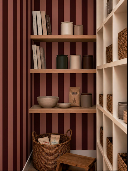 Burgundy and Pink Stripes Wallpaper