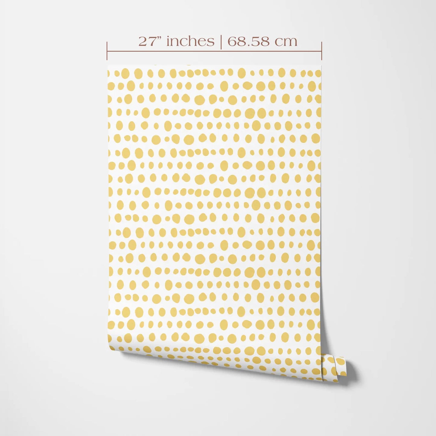 a piece of paper with a repeating pattern of yellow dots on a white background.