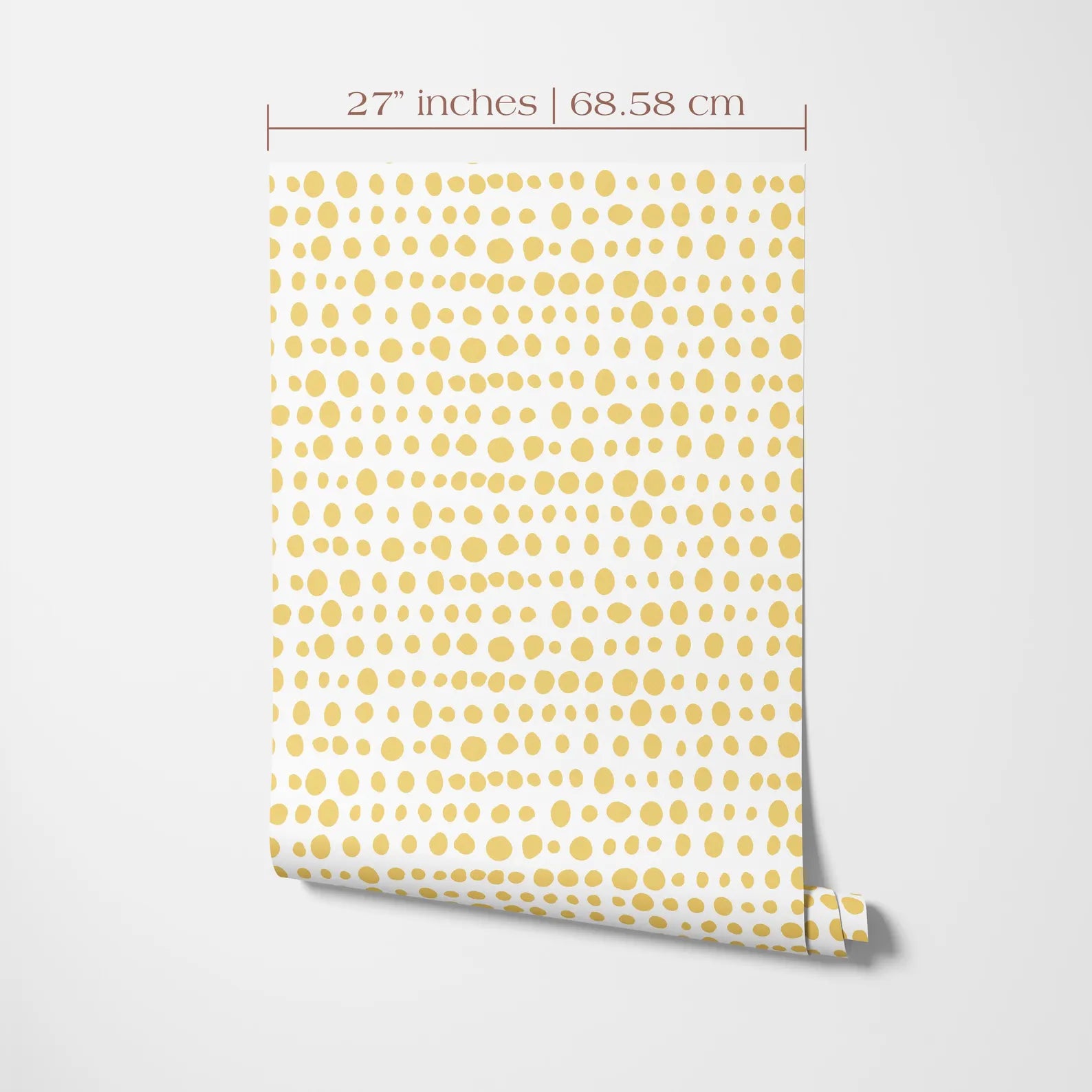 a piece of paper with a repeating pattern of yellow dots on a white background.