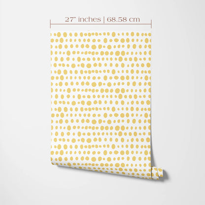 a piece of paper with a repeating pattern of yellow dots on a white background.