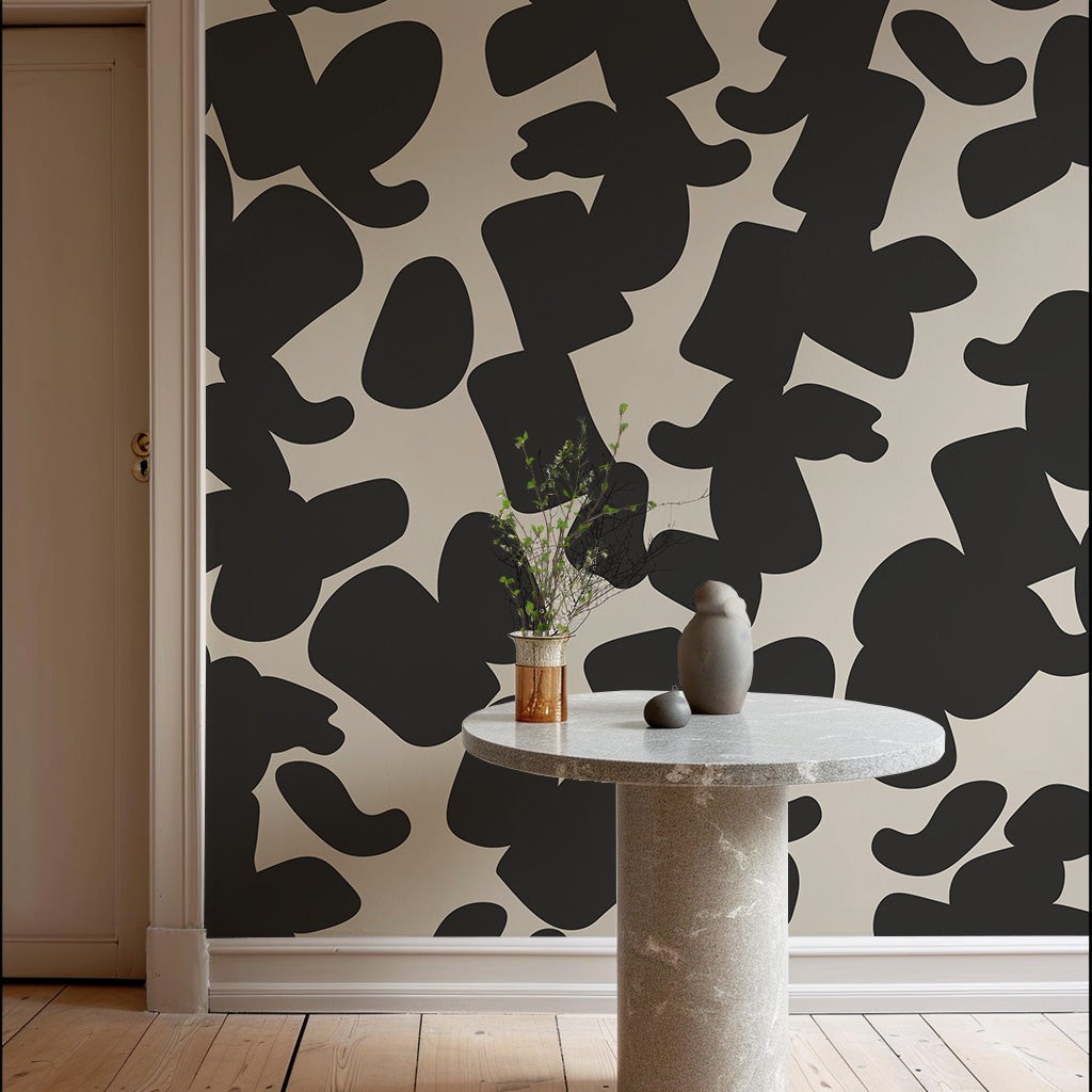 Large Black & Cream Shape Wallpaper