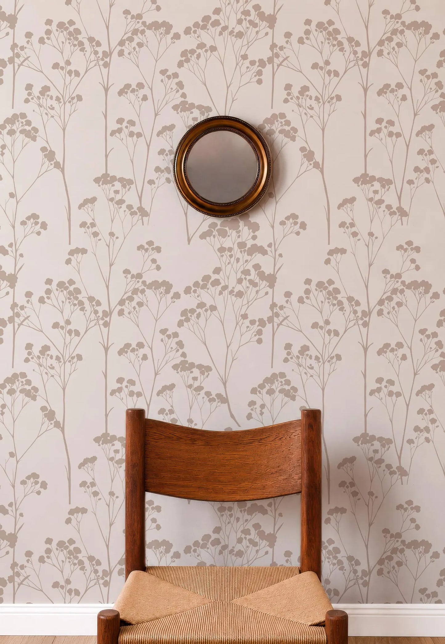 Beige Wildflower Wallpaper