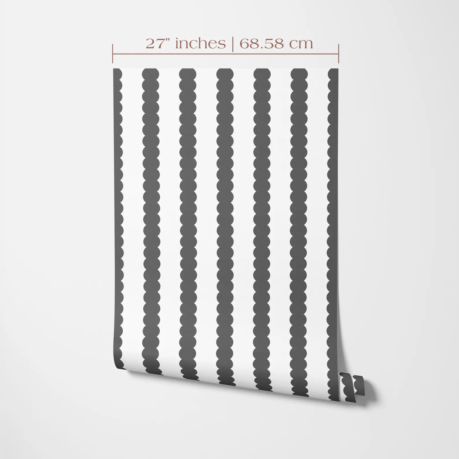 a black and white striped pattern on a wall, with the pattern appearing to be a wallpaper design.
