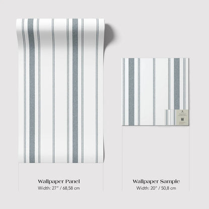 two different sizes of a striped wallpaper panel, with the largest one being wider than the smaller one.