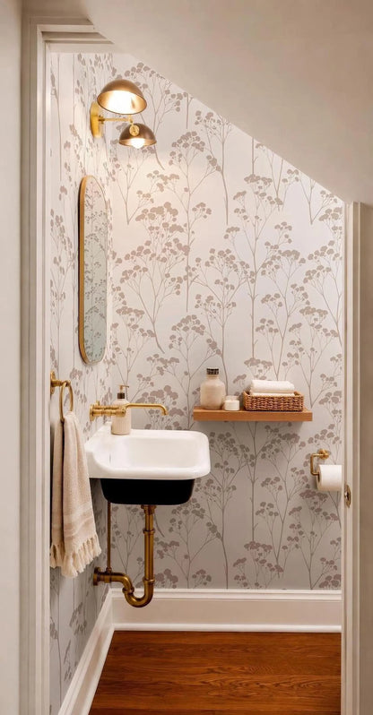 Beige Wildflower Wallpaper