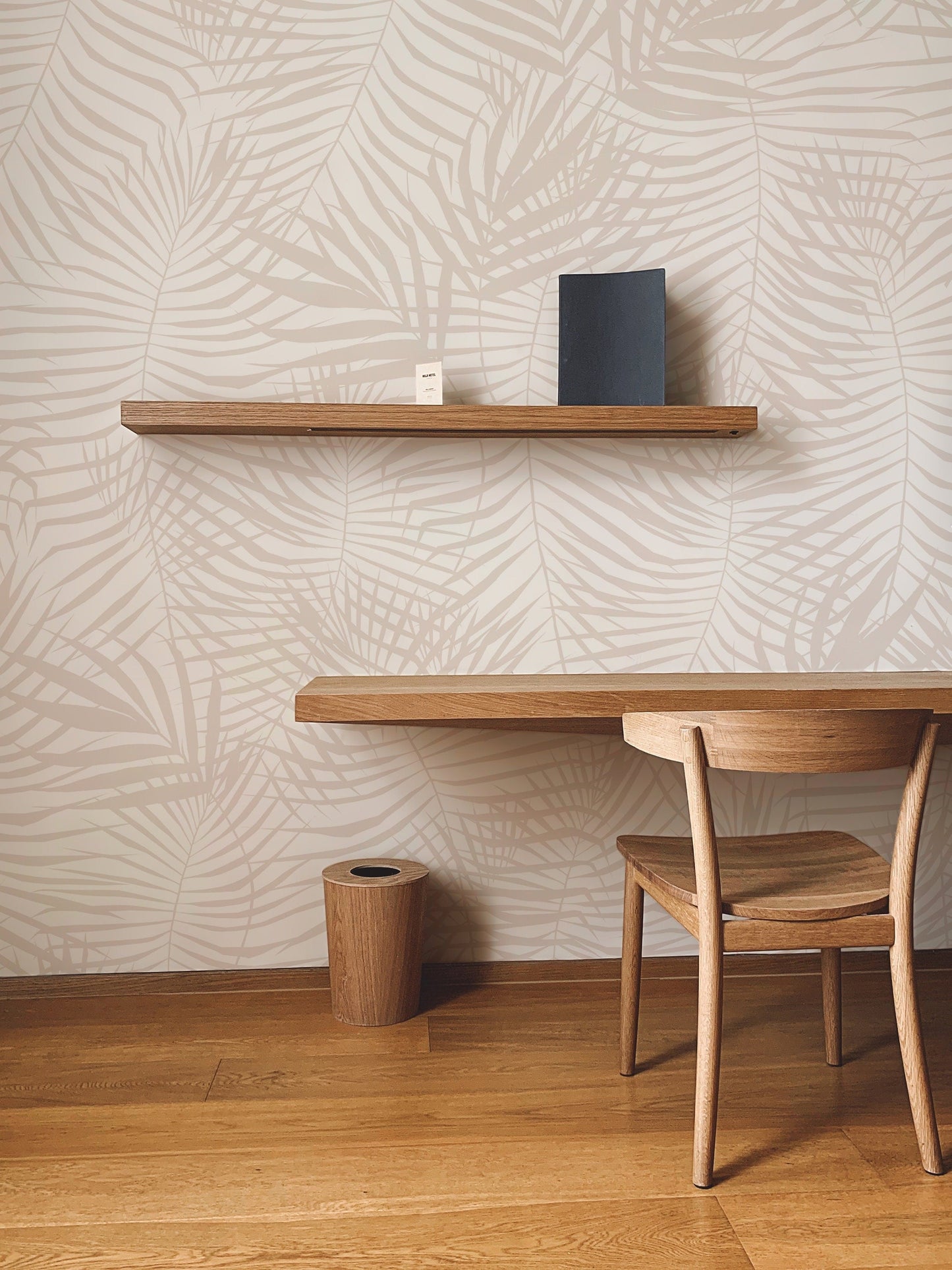 Beige Tropical Leaves Wallpaper
