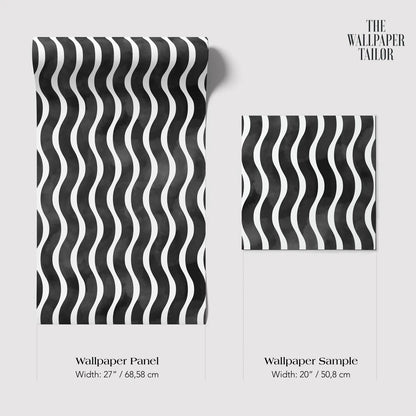 Black Wavy Stripes Wallpaper