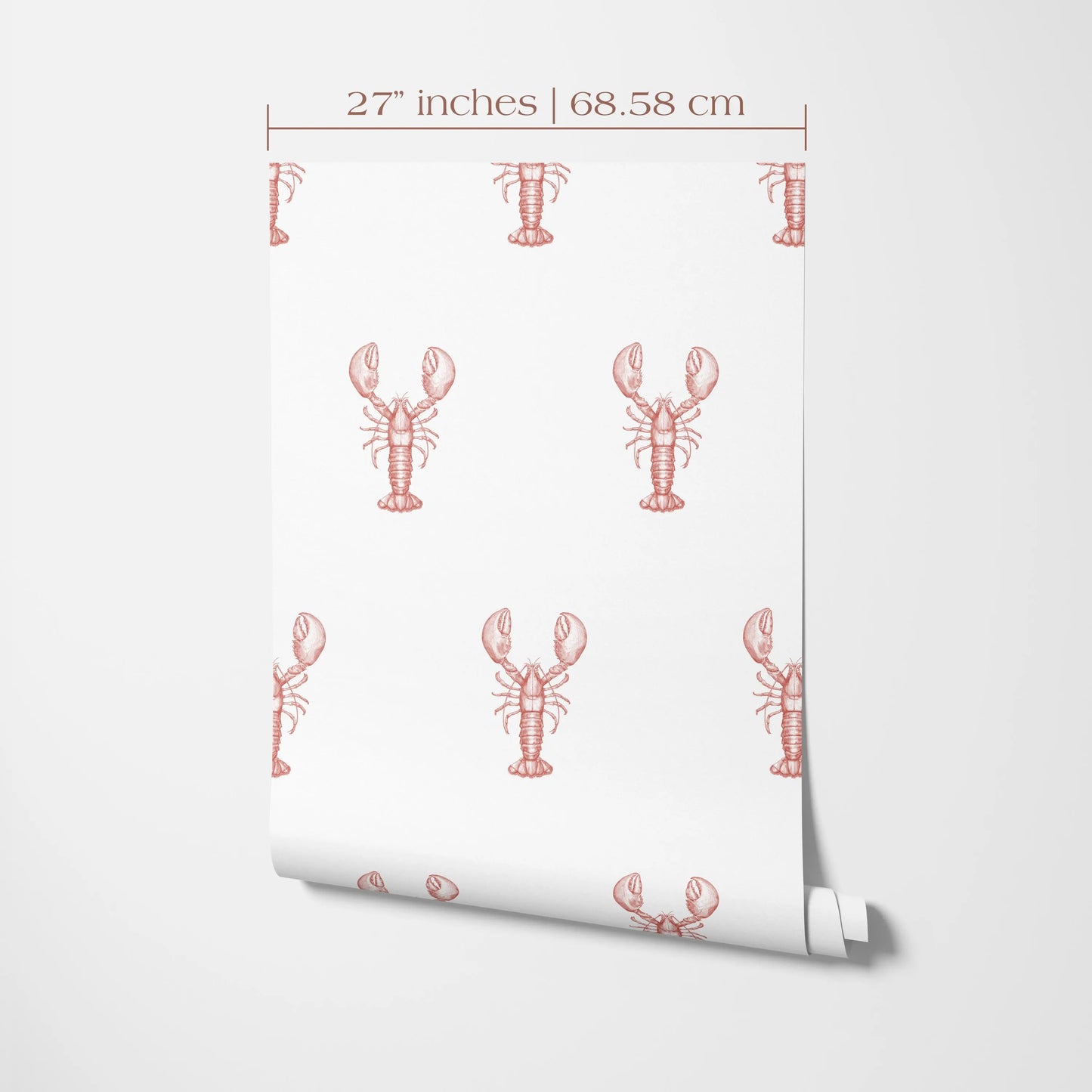 a repeating pattern of red lobster illustrations on a white background.